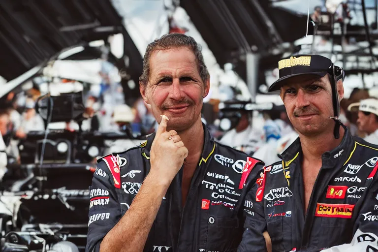 Image similar to closeup portrait of a pit crew at the formula 1, by Steve McCurry and David Lazar, natural light, detailed face, CANON Eos C300, ƒ1.8, 35mm, 8K, medium-format print