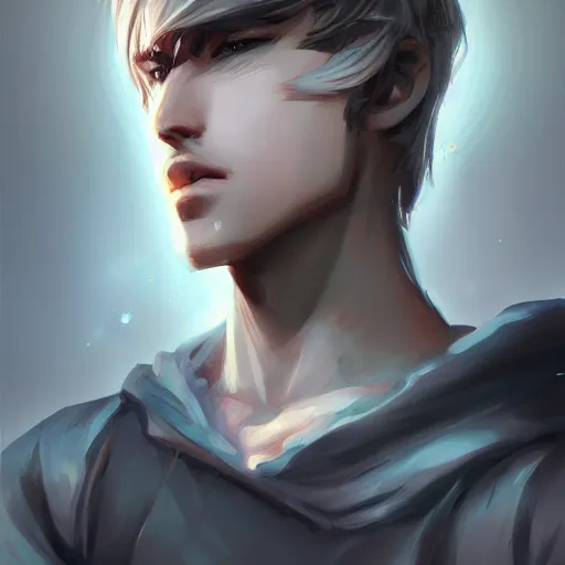 Image similar to detailed beautiful male character art of a protagonist, depth of field, on amino, by sakimichan patreon, wlop, weibo high quality art on artstation, deviantart