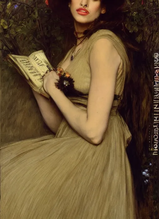 Image similar to a beautiful painting of eva mendes by John Everett Millais and Dante Gabriel Rossetti and John Collier and john william waterhouse, pre-raphaelite, detailed, trending on artstation, hd, masterpiece