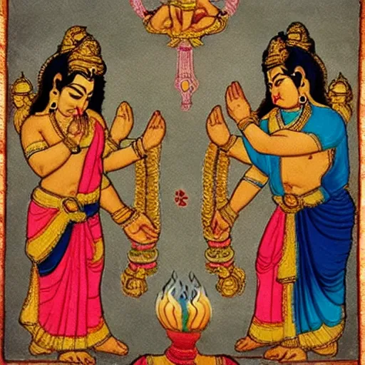 Image similar to photograph of Hindu gods bowing to Jesus