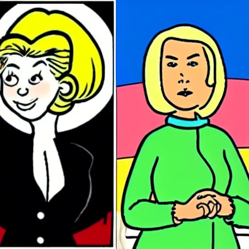 Prompt: a hand-drawn character from Tintin looking like Sara Netanyahu, Comics, Hergé