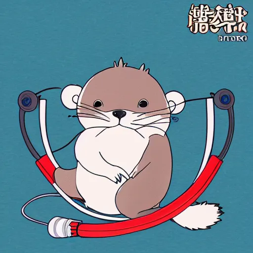 Prompt: studio ghibli otter with headphones