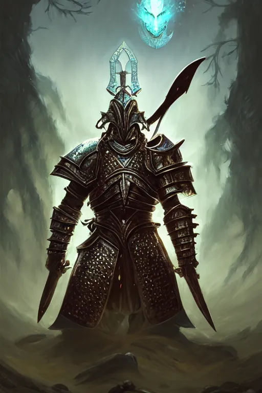 Image similar to Huge fishheaded warrior in armor, portrait, woodlands, magic the gathering artwork, D&D, fantasy, cinematic lighting, centered, symmetrical, highly detailed, digital painting, artstation, concept art, smooth, sharp focus, illustration, volumetric lighting, epic Composition, 8k, art by Akihiko Yoshida and Greg Rutkowski and Craig Mullins, oil painting, cgsociety