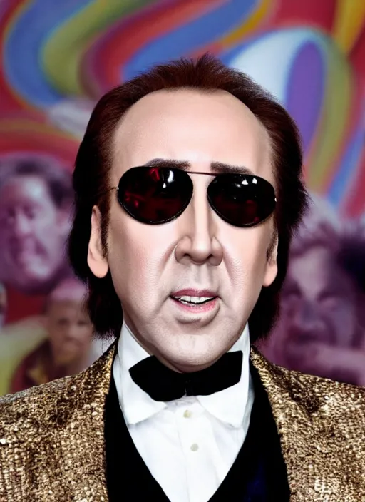 Image similar to Nicolas Cage as Willy Wonka