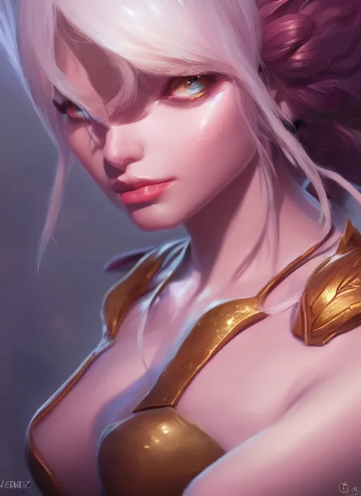 Prompt: zyra, wide angle view, white, black, blue, pink, gold, highly detailed, artgerm, cushart krenz, trending on artstation, soft light, sharp edges, illustration, character design, concept art