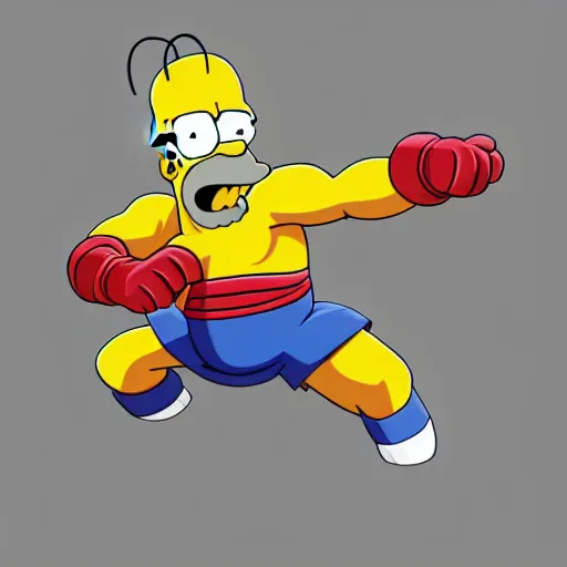 Prompt: Homer Simpson fighting with Vegeta digital art trending on artstation