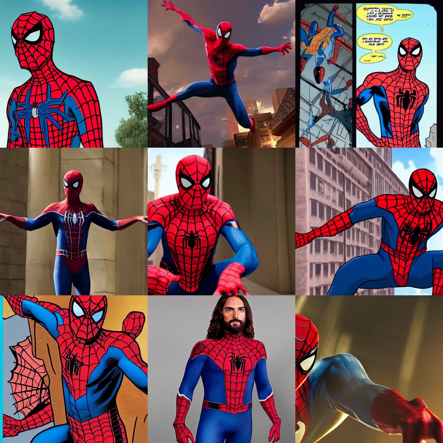 Prompt: jesus in spider - man costume,