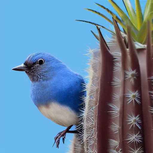 Image similar to a blue bird on a cactus