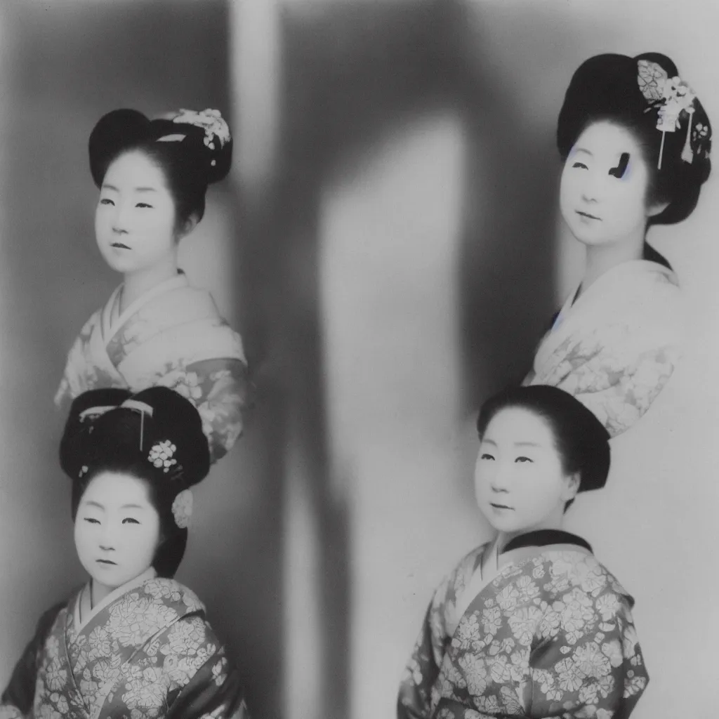 Prompt: Portrait Photograph of a Japanese Geisha Kodak X-Ray Film