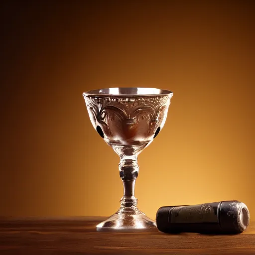 Prompt: studio photography of 1st century wine goblet, studio lighting, solid color background 8k