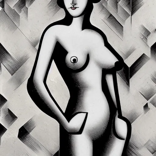 Prompt: hyper realistic art deco feminine figure with mc escher background