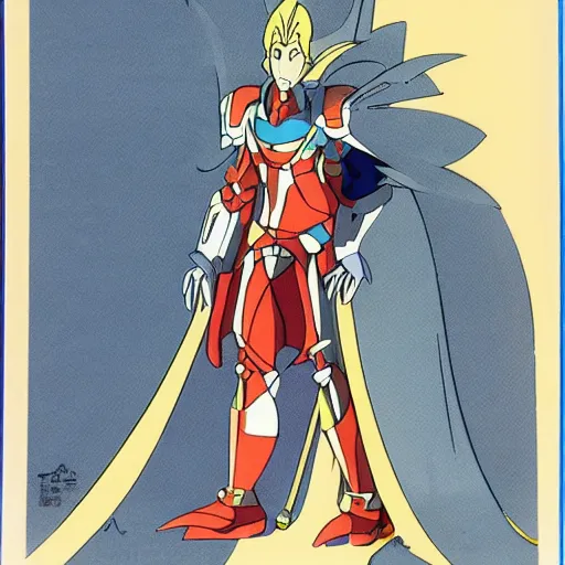 Image similar to knight, production animation cel, designed by haruhiko mikimoto