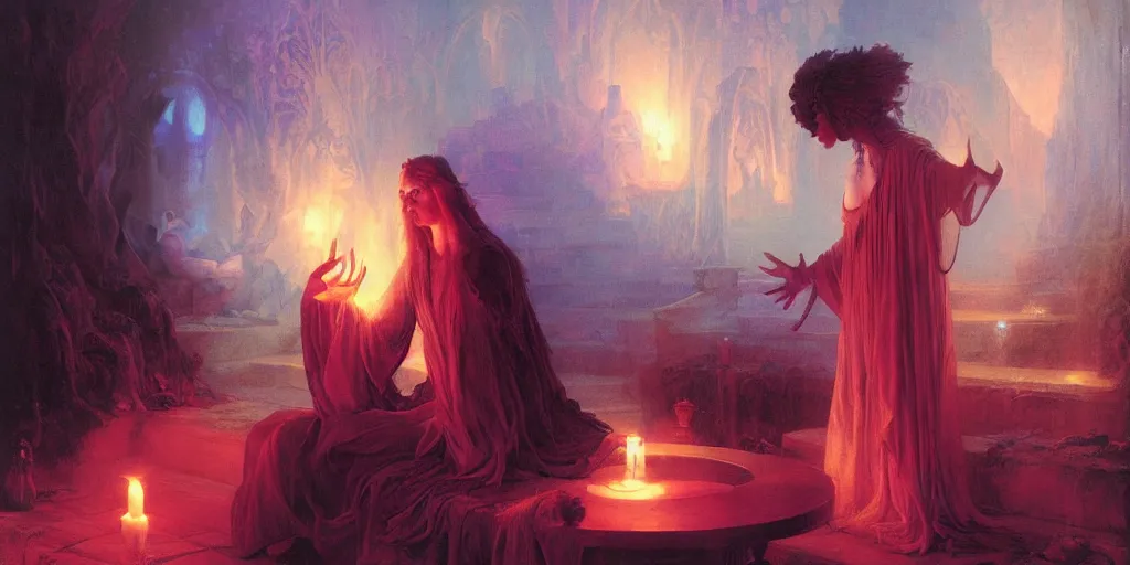 Prompt: Mage of darkness casting the spell of death by Marc Simonetti and Delphin Enjolras and Pierre Auguste Cot