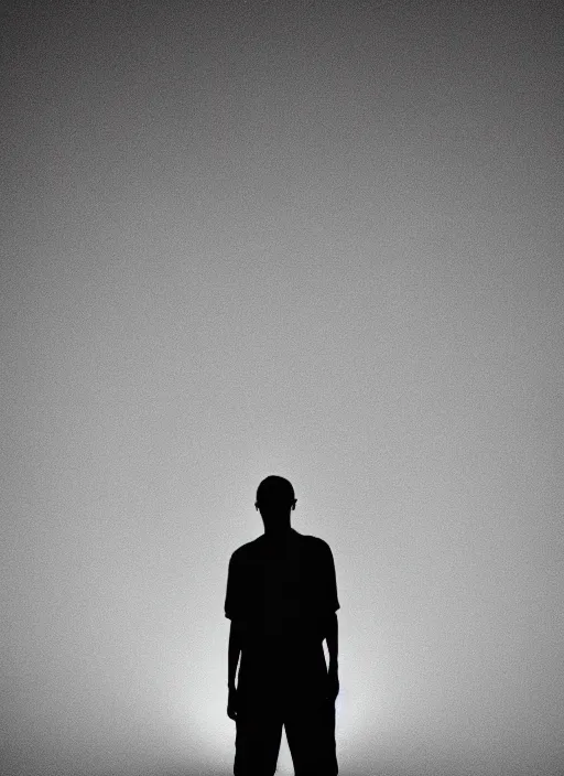 Prompt: human silhouette, large diffused glowing aura, long exposure, film grain, cinematic lighting, blurry