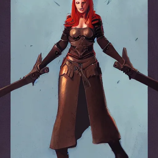 Prompt: female redhead templar, by jon foster