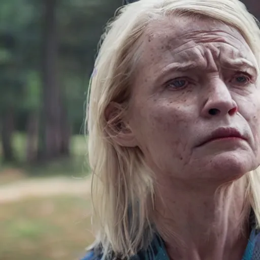 Prompt: Ruth Langmore is sad and angry, portrait photograph, Ozark movie still