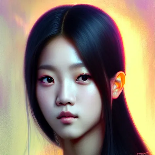 Image similar to jisoo of blackpink, hyperrealistic portrait, bladerunner street, art by artgerm and greg rutkowski and fra angelico and alphons mucha, fantasy art, photo realistic, dynamic lighting, artstation, poster, volumetric lighting, very detailed face, intricate complexity, rule of thirds, 8 k, award winning, unreal engine