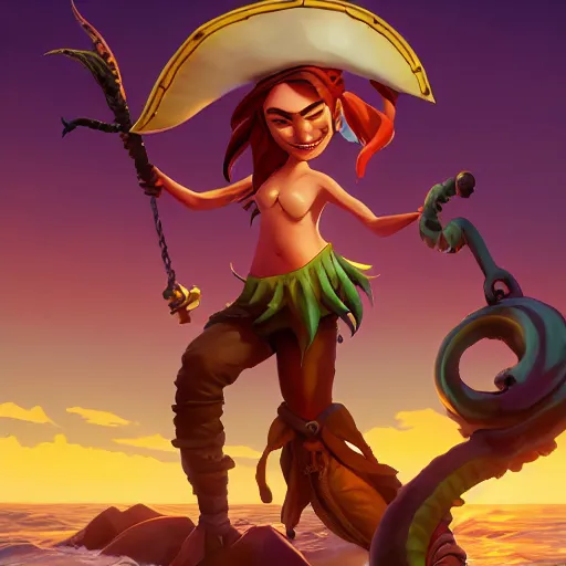 Image similar to jack the pirate mermaid on sea of thieves game avatar hero, behance hd by jesper ejsing, by rhads, makoto shinkai and lois van baarle, ilya kuvshinov, rossdraws global illumination