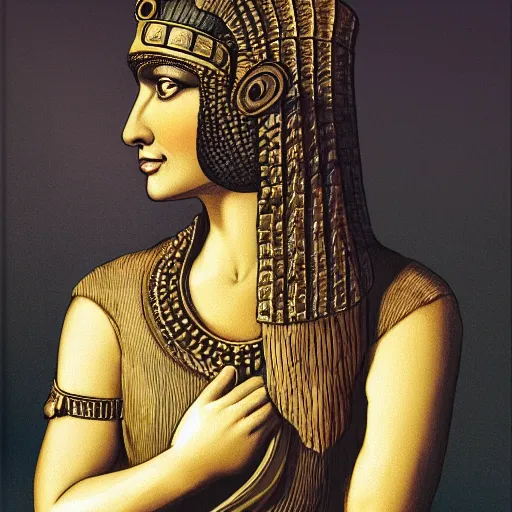 Image similar to cleopatra as a dinosaur