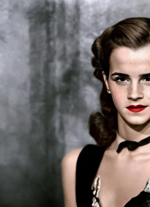 Image similar to Retro color photography 1940s portrait Hollywood headshot of Emma Watson