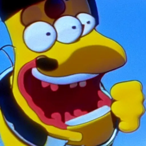 Prompt: A movie still of Homer Simpson in Jaws (1975), 4k, 35mm, promo shoot, award winning