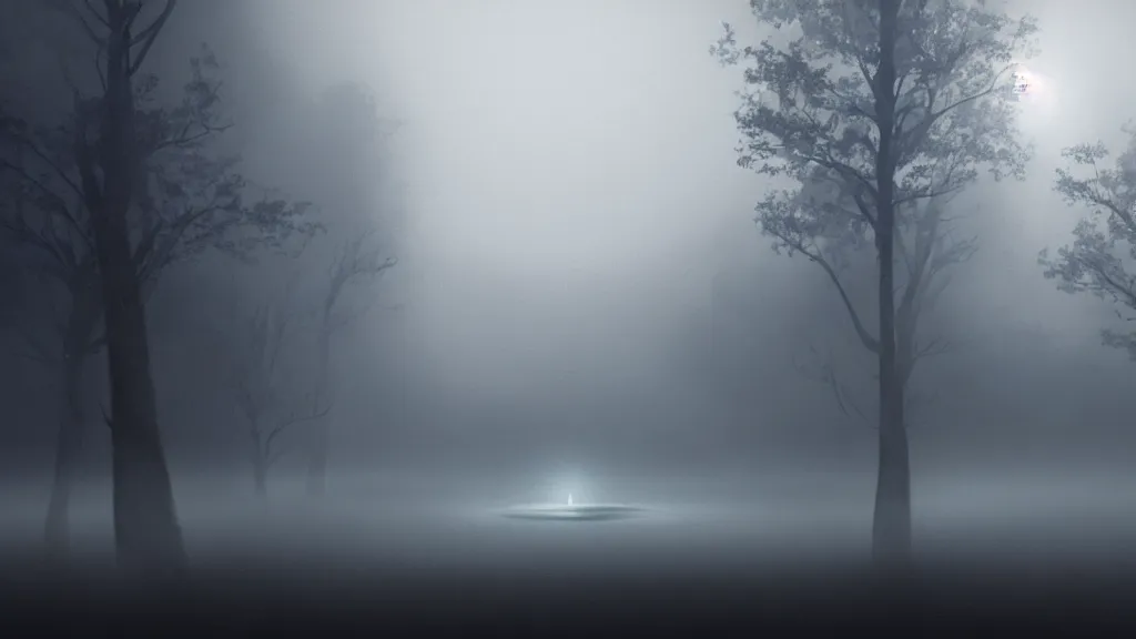 Image similar to a black hole from which white threads come out over the small town in the fog, fog, volumetric lighting, mystique, atmospheric, sharp focus, ultra detailed, cgsociety by leesha hannigan, ross tran, thierry doizon, kai carpenter, ignacio fernandez rios, noir art house, 4 k, 3 5 mm, fujifilm