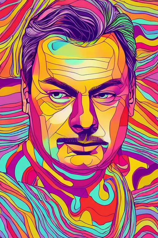 Image similar to minimalist boho style art of a colorful viktor orban, illustration, vector art