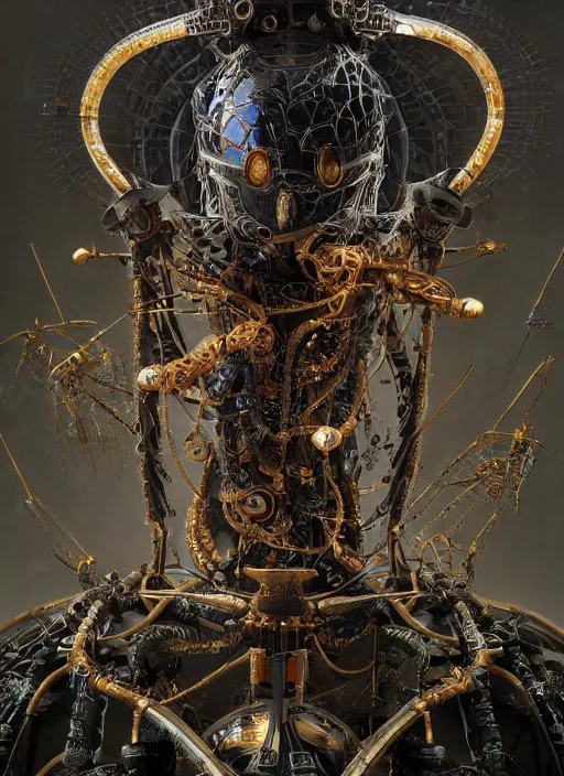 Image similar to portrait of futuristic king arthur knight medusa cyborg, surrounded by drones kintsugi, x - ray, steam and cyberpunk, modern fine art, fractal, intricate, elegant, highly detailed, digital photography, subsurface scattering, by jheronimus bosch and frank miller and greg rutkowski,