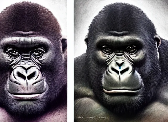 Image similar to Joe Rogan gorilla transformation, step by step, ArtGerm, masterpiece