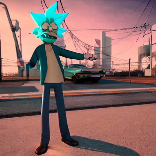 Image similar to rick sanchez 3 d octane render