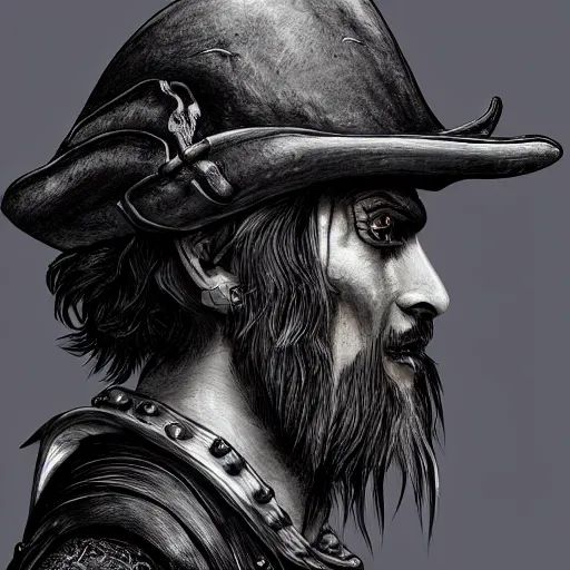 Prompt: Full body profile of Male Victorian Gothic Pirate, hd, intricate, bloodborne, 8k, digital art