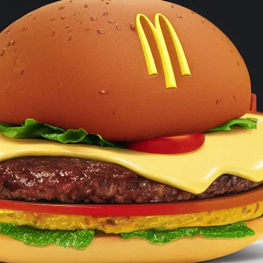 Prompt: The new item on the McDonalds menu, the WET BURGER. It's a burger that's also wet. Promotional food photo