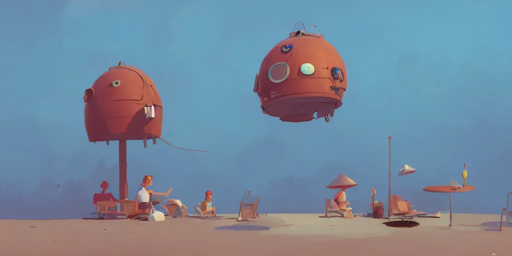 Prompt: beach vacation by Goro Fujita and Simon Stalenhag , 8k, trending on artstation, hyper detailed, cinematic