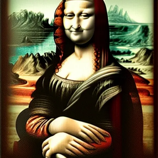 Prompt: monalisa portrait made of internet images