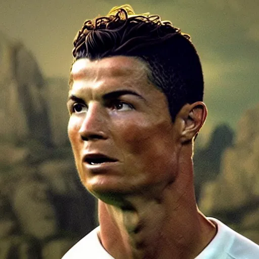 Prompt: a still of cristiano ronaldo in the lord of the rings