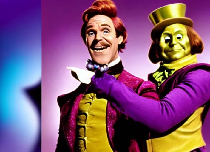 Image similar to film still of thanos as willy wonka in willy wonka and the chocolate factory 1 9 7 1