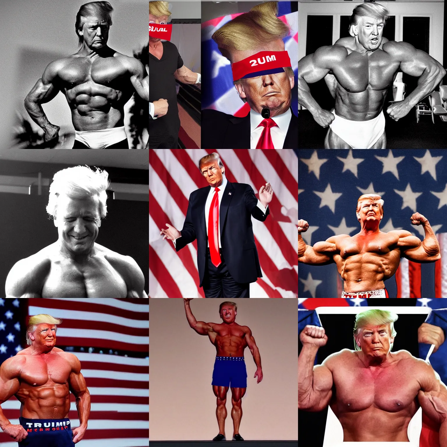 Prompt: donald trump as a body builder