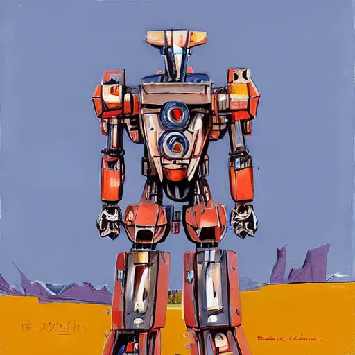 Prompt: realistic combat mecha in the style of jean - michel basquiat, beeple, metal shaded