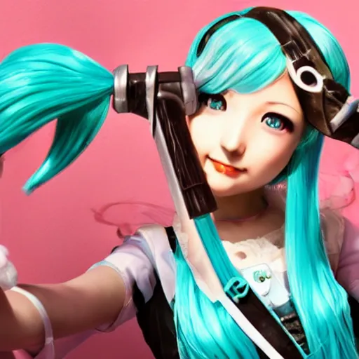 Image similar to hatsune miku from bioshock infinite