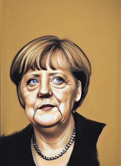 Image similar to close - up portrait of angela merkel by sarah moon,