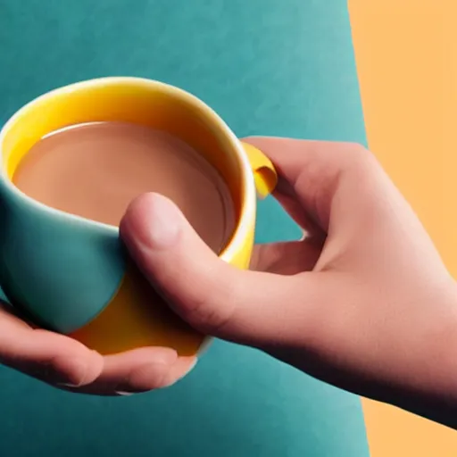 Image similar to one hand holding a cup handle