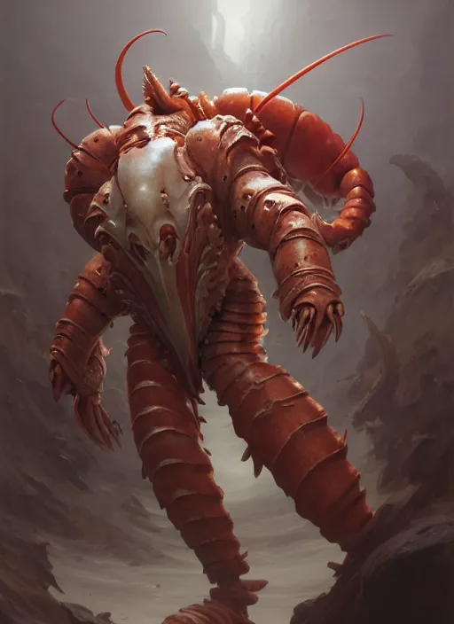 Image similar to subsurface scattering, white, lobster, paladin with face armor, by jesper ejsing, justin gerard, tomasz alen kopera, cgsociety and fenghua zhong, highly detailed, rim light, cinematic lighting, illustration, art, octane render, very coherent, cinematic, hyper realism, high detail, octane render, 8 k