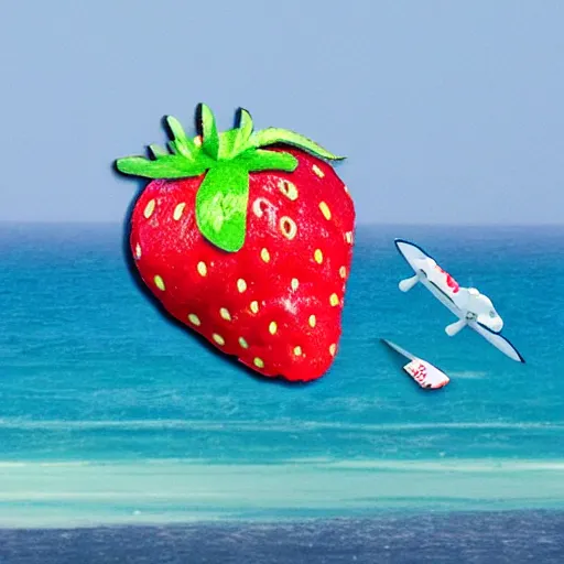 Image similar to strawberry plane, making looping und the ocean