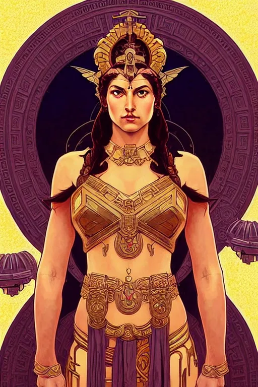 Image similar to pixel art of the Greek godess Hera looking angry, rusty armor, portrait, beautiful face, symmetric face, by Artgerm and Greg Rutkowski and Alphonse Mucha