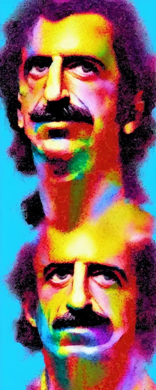 Image similar to A 3d rendered colourful portrait of frank zappa, digital art