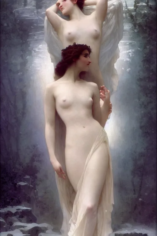 Image similar to The Ice Queen by William-Adolphe Bouguereau and Delphin Enjolras and Marc Simonetti