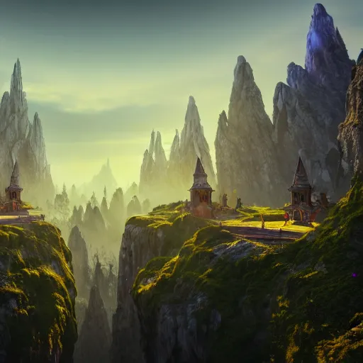 Image similar to in a ethereal magical elven city, 4k, HDR, award-winning, landscape, unreal engine, artstation