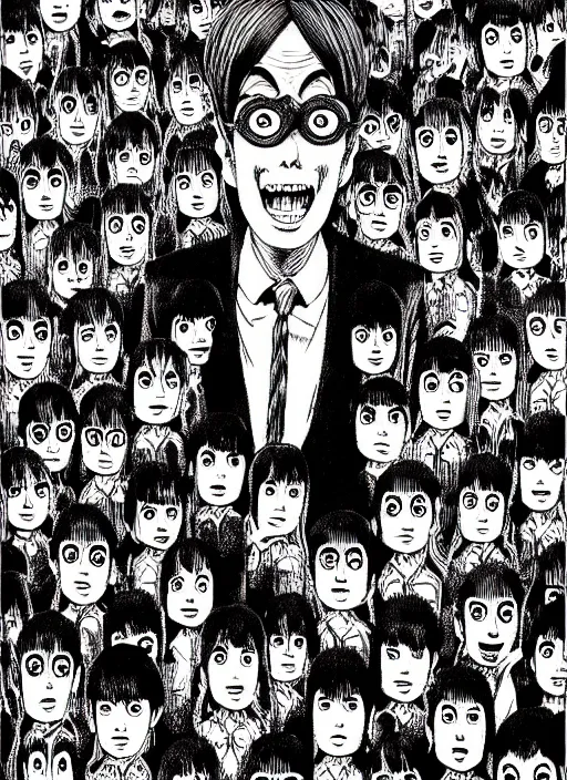 Image similar to portrait of minions, intricate, highly detailed, illustration, art by junji ito, junji ito