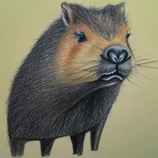 Image similar to drawing of mafia capybara