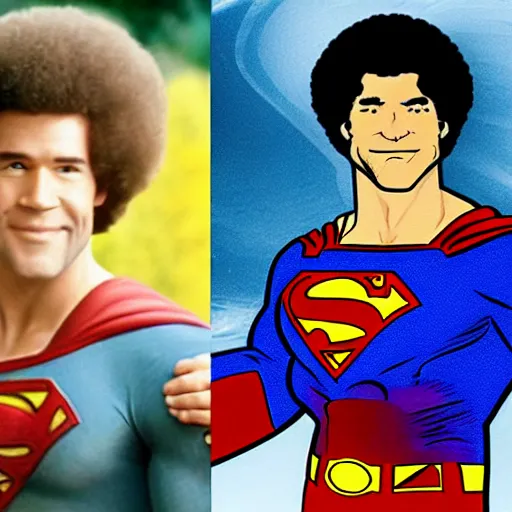 Image similar to Bob Ross as superman